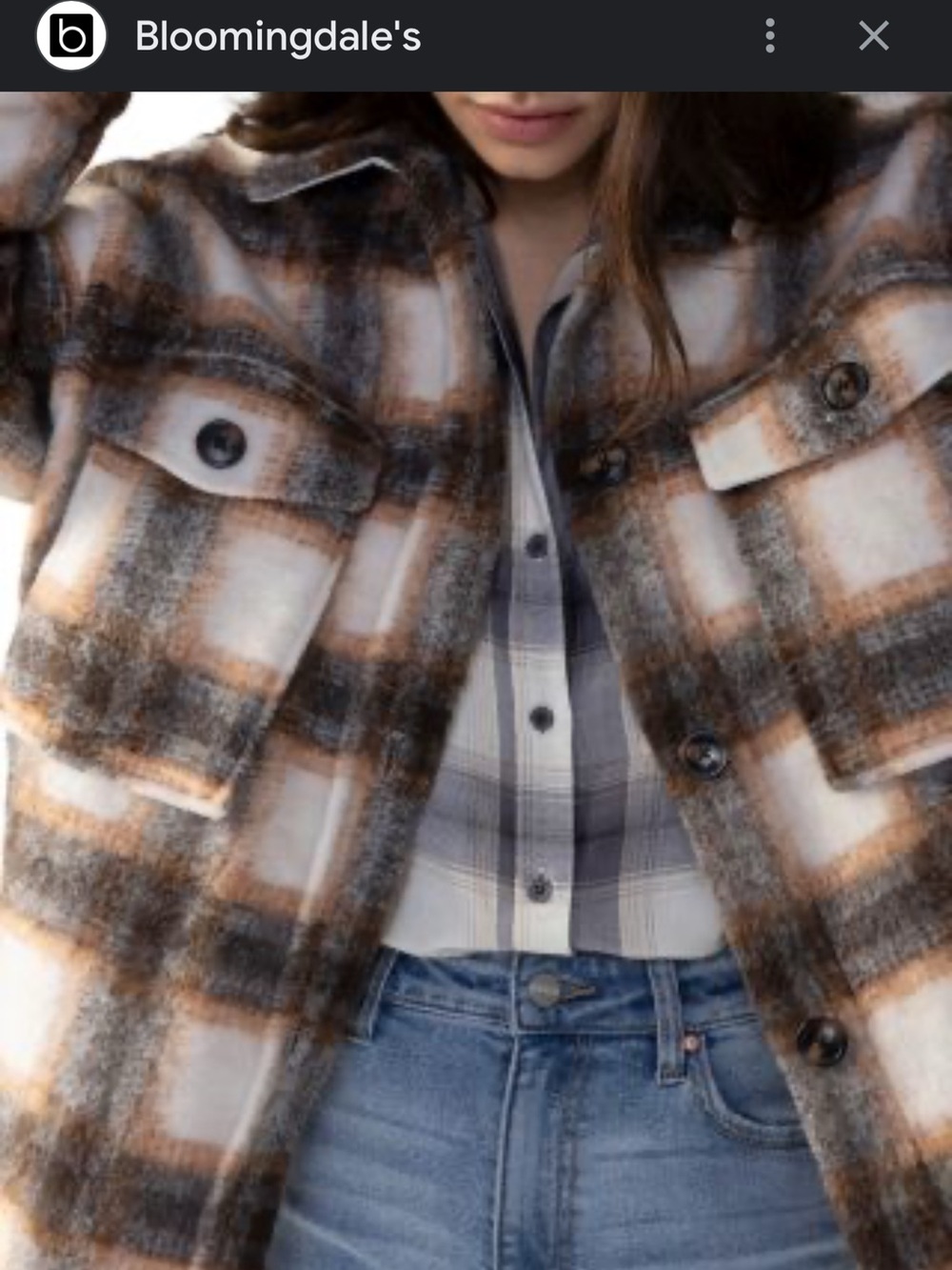 Sanctuary Brown & Cream Plaid Button-Up Jacket - Picture 7 of 7